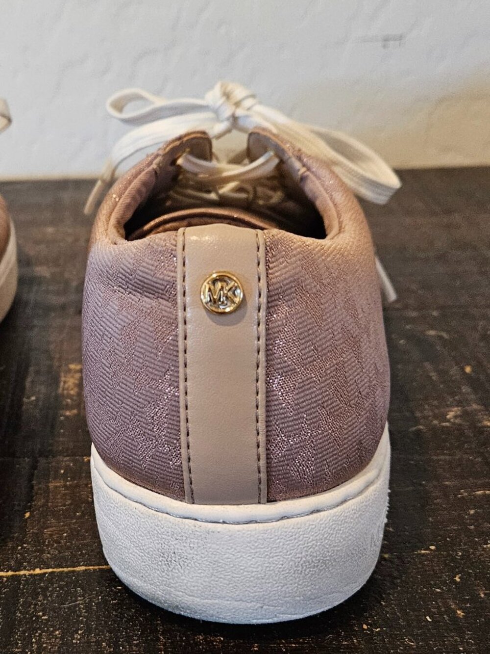 KORS Michael Pink Women's Keaton Leather Lace-up, Logo shoes Sneaker, size 11M
